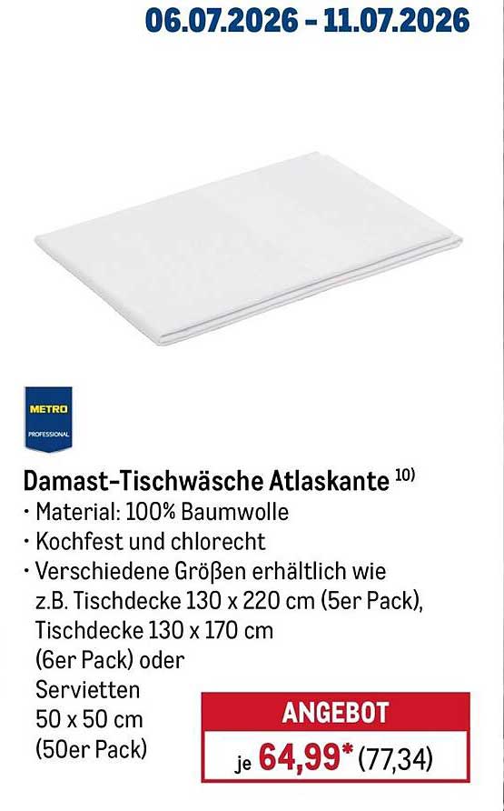 Damast-Tischwäsche Atlaskante