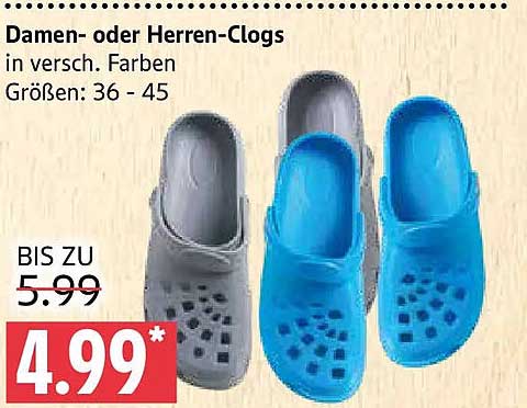Damen- oder Herren-Clogs in versch. Farben Größen: 36 - 45