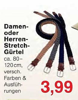 Damen- oder Herren-Stretch-Gürtel ca. 80–120 cm, versch. Farben & Ausführungen