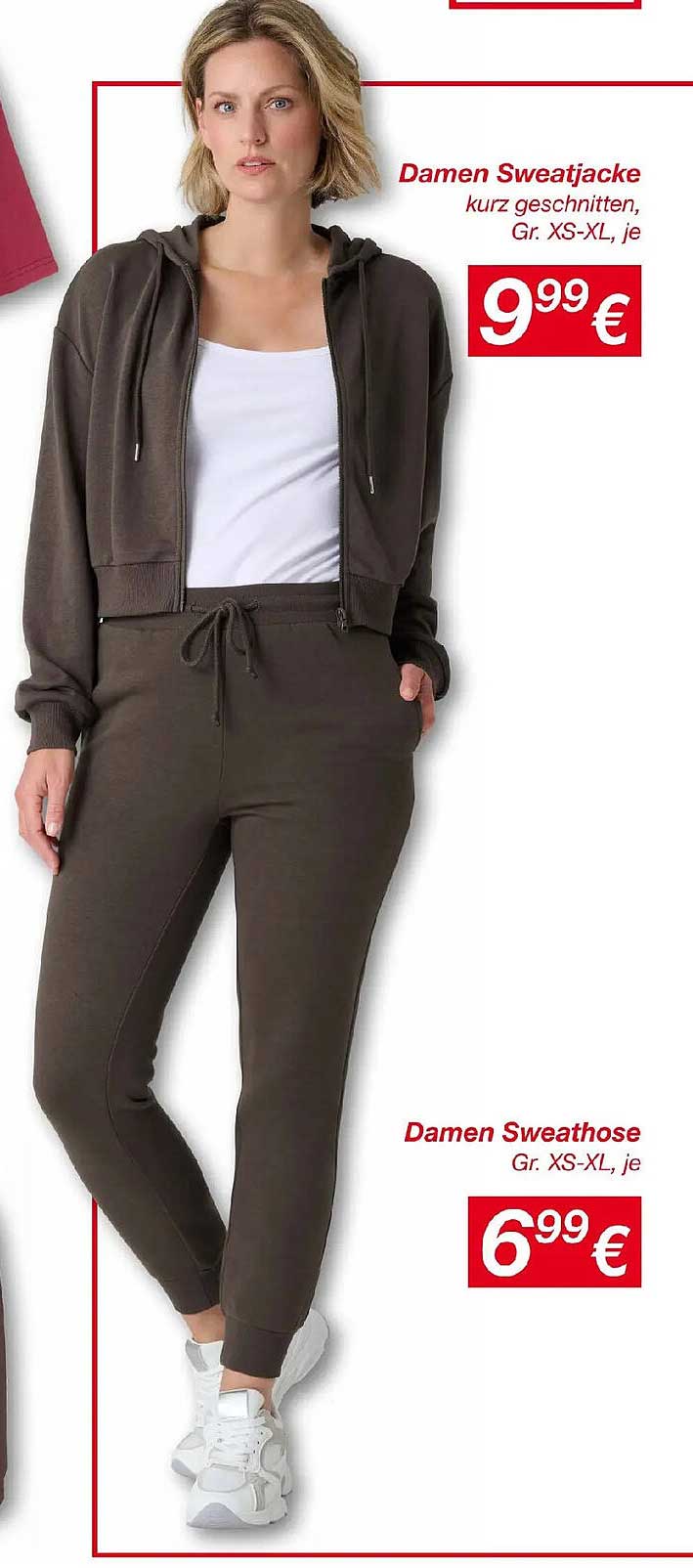 Damen Sweatjacke kurz geschnitten, Gr. XS-XL, je