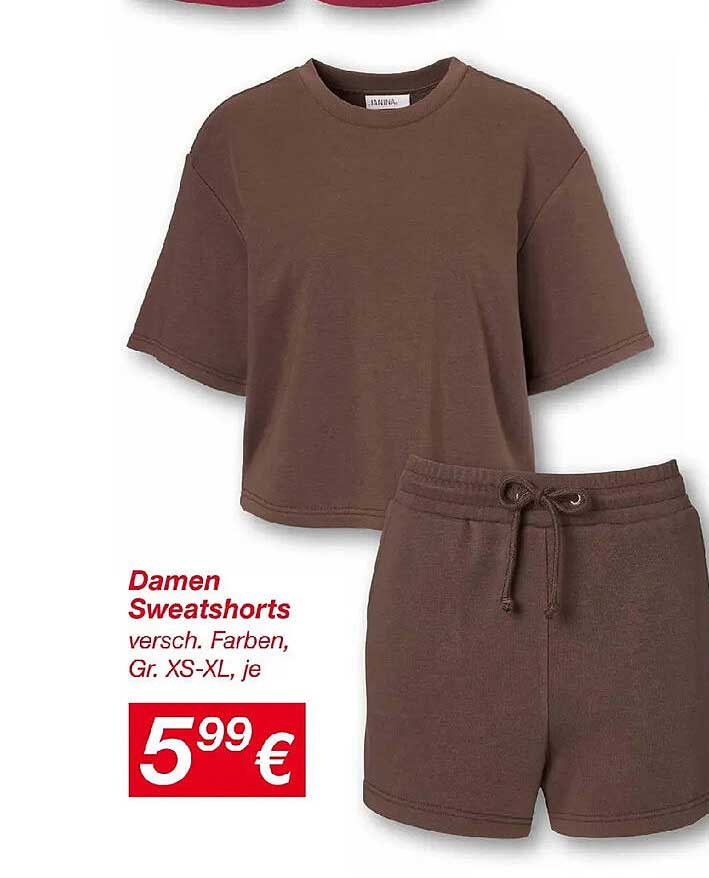 Damen Sweatshorts versch. Farben, Gr. XS-XL, je