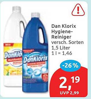 Dan Klorix Hygiene-Reiniger versch. Sorten 1,5 Liter 1 l = 1,46