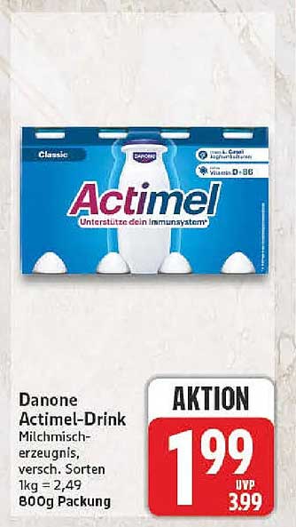 Danone Actimel-Drink Milchmisch- erzeugniss, versch. Sorten 1kg = 2,49 800g Packung