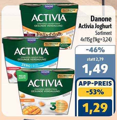 Danone Activia Joghurt Sortiment 4x115g (1kg = 3,34)
