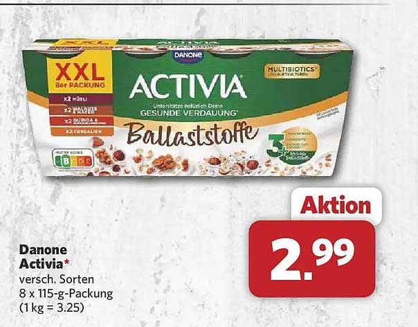 Danone Activia* versch. Sorten 8 x 115-g-Packung (1 kg = 3.25)
