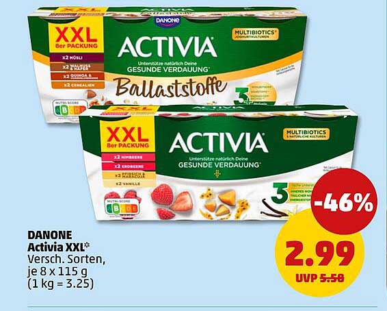 DANONE Activia XXL* Versch. Sorten, je 8 x 115 g (1 kg = 3.25)