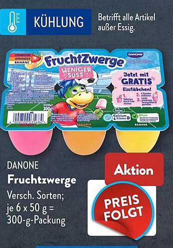 Danone Fruchtzwerge Versch. Sorten; je 6 x 50 g = 300-g-Packung