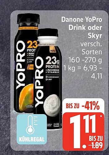 Danone YoPro Drink oder Skyr versch. Sorten 160 -270 g 1kg = 6,93-4,11