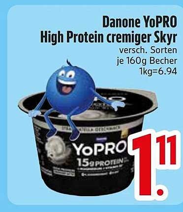 Danone YoPRO High Protein cremiger Skyr versch. Sorten je 160g Becher 1kg=6.94