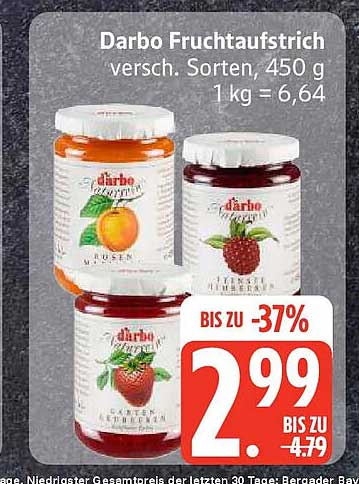 Darbo Fruchtaufstrich versch. Sorten, 450 g 1 kg = 6,64
