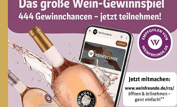 Das große Wein-Gewinnspiel 444 Gewinnchancen – jetzt teilnehmen!