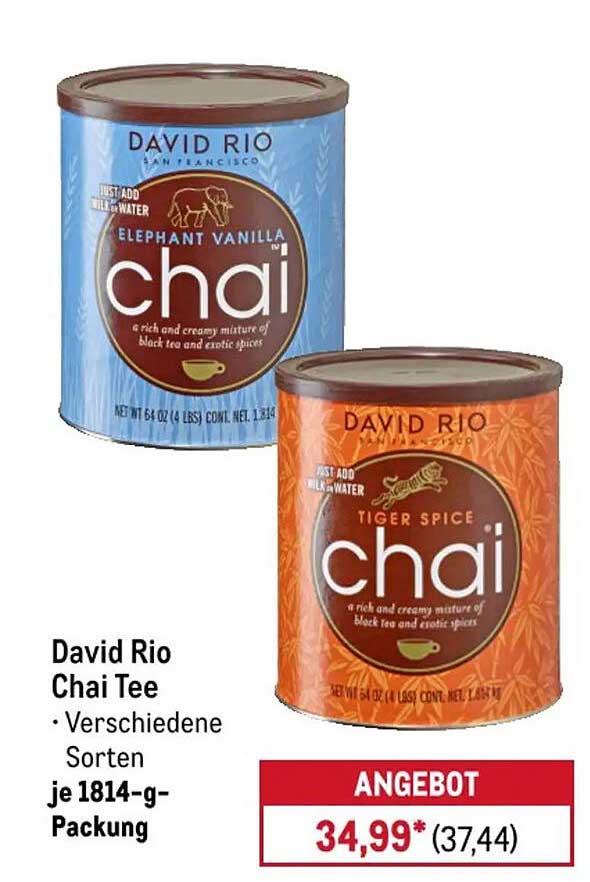 David Rio Chai Tee
• Verschiedene Sorten
je 1814-g-Packung