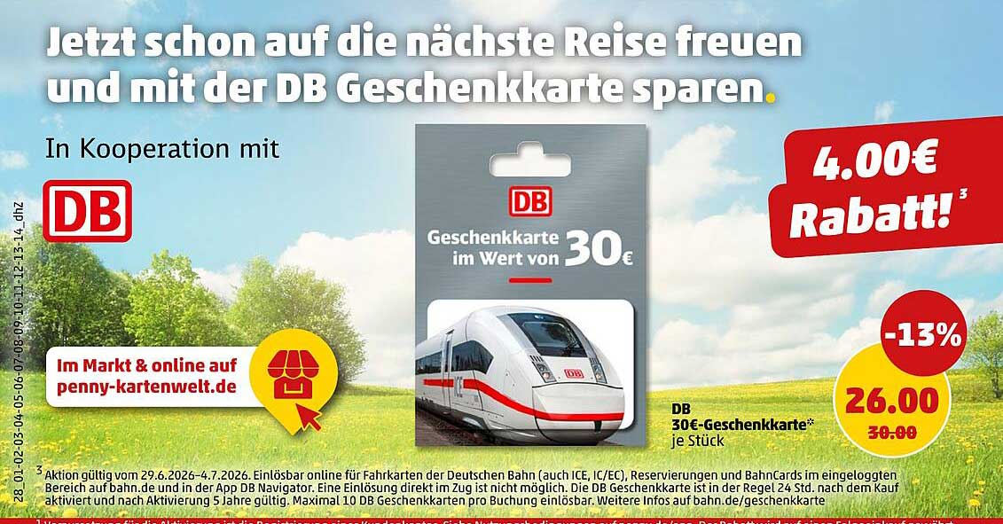 DB 30€-Geschenkkarte* je Stück