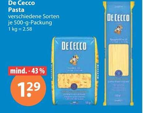 De Cecco Pasta verschiedene Sorten je 500-g-Packung