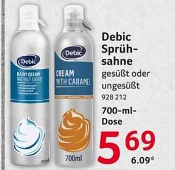 Debic Sprüh-sahne gesüßt oder ungesüßt 700-ml-Dose