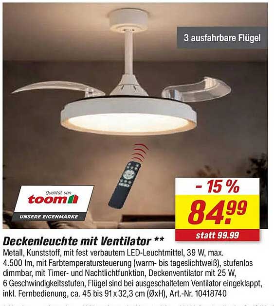 Deckenleuchte mit Ventilator **