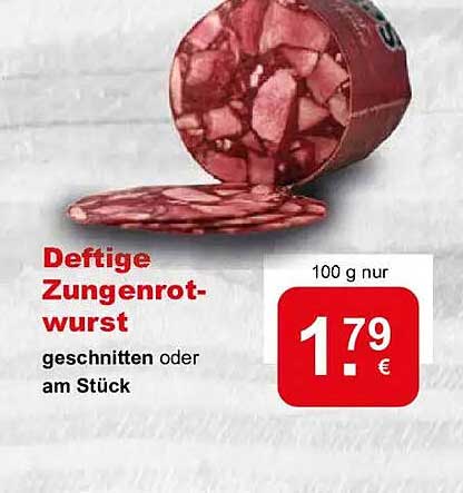 Deftige Zungenrotwurst geschnitten oder am Stück