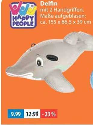 Delfin mit 2 Handgriffen, Maße aufgeblasen: ca. 155 x 86,5 x 39 cm