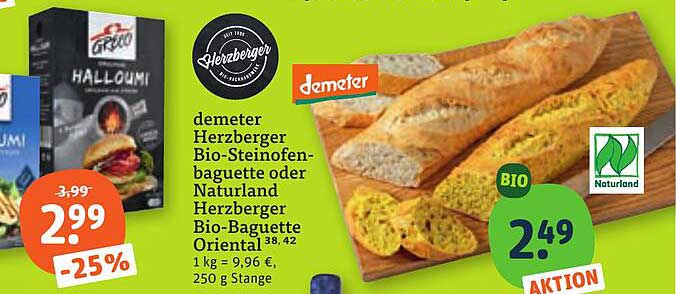 demeter Herzberger Bio-Steinofenbaguette oder Naturland Herzberger Bio-Baguette Oriental