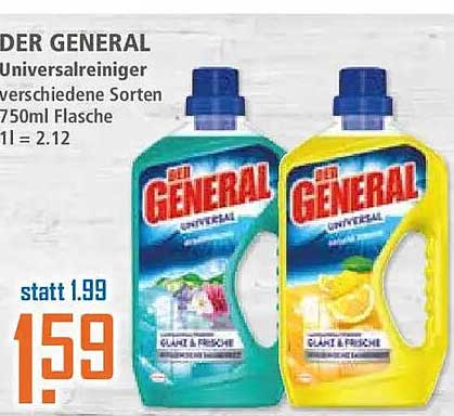 DER GENERAL Universalreiniger verschiedene Sorten 750ml Flasche 1l = 2.12