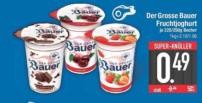 Der Grosse Bauer Fruchtjoghurt je 225/250g Becher