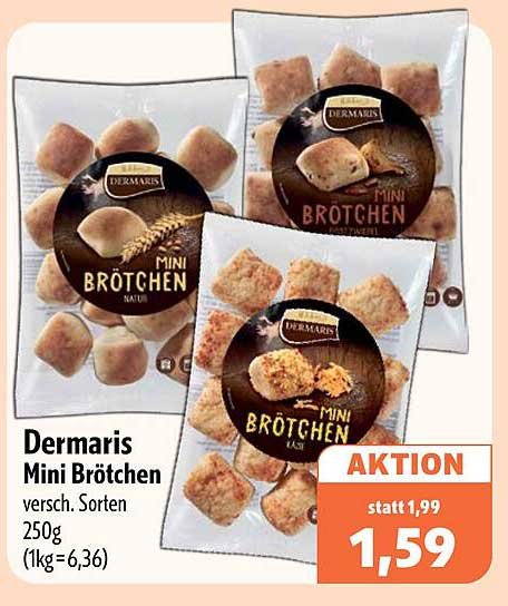 Dermaris Mini Brötchen versch. Sorten 250g (1kg=6,36)