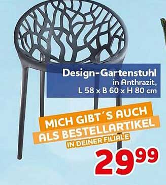 Design-Gartenstuhl in Anthrazit, L 58 x B 60 x H 80 cm