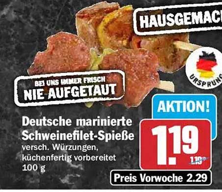 Deutsche marinierte Schweinefilet-Spieße