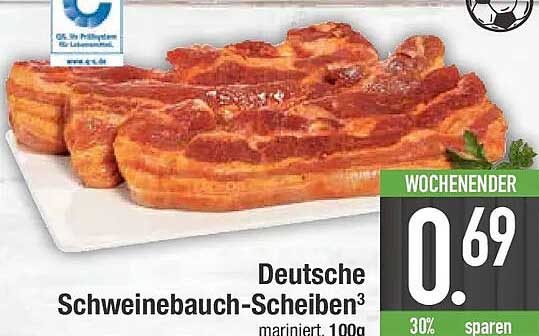 Deutsche Schweinebauch-Scheiben mariniert, 100 g