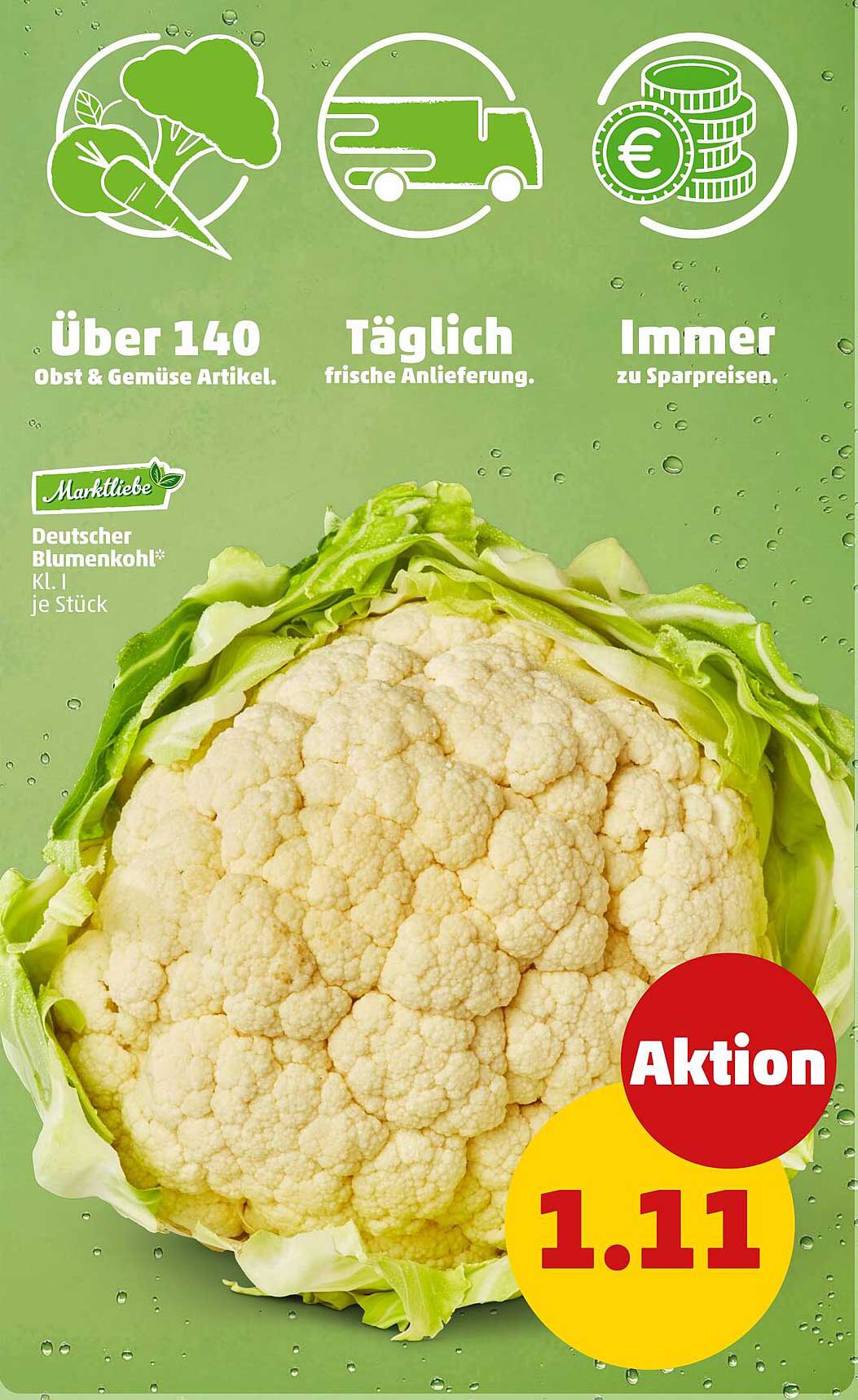 Deutscher Blumenkohl* Kl. I je Stück