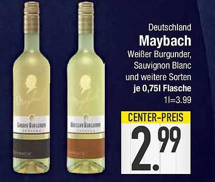 Deutschland Maybach Weißer Burgunder, Sauvignon Blanc und weitere Sorten je 0,75l Flasche