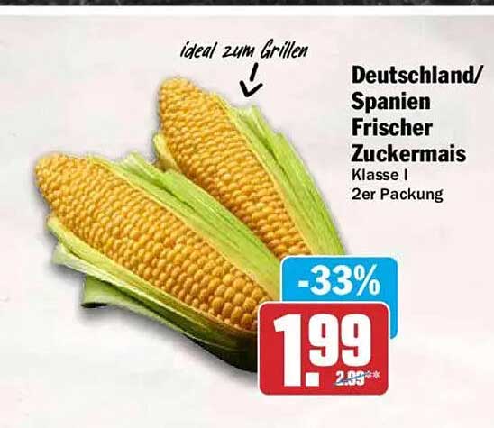Deutschland/Spanien Frischer Zuckermais Klasse I 2er Packung