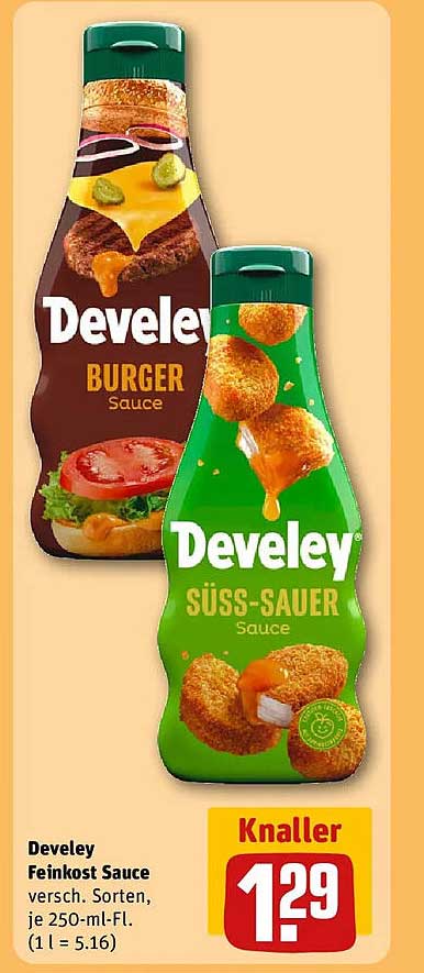 Develey Feinkost Sauce versch. Sorten, je 250-ml-FI. (1 l = 5.16)
