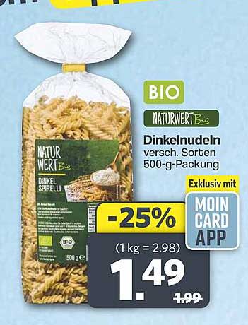 Dinkelnudeln versch. Sorten 500-g-Packung