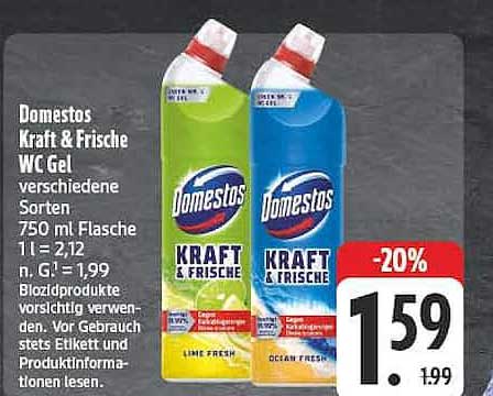Domestos Kraft & Frische WC Gel verschiedene Sorten 750 ml Flasche