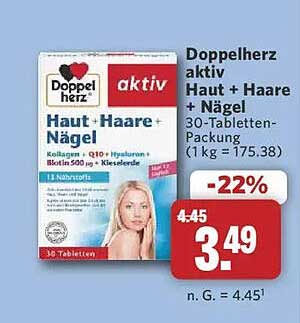 Doppelherz aktiv Haut + Haare + Nägel 30-Tabletten-Packung (1 kg = 175.38)