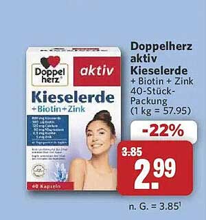 Doppelherz aktiv Kieselerde + Biotin + Zink 40-Stück-Packung (1 kg = 57.95)