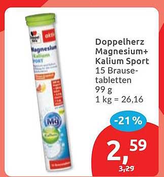 Doppelherz Magnesium+ Kalium Sport 15 Brausetabletten 99 g 1 kg = 26,16