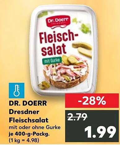 DR. DOERR Dresdner Fleischsalat mit oder ohne Gurke je 400-g-Packg. (1 kg = 4.98)