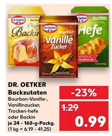 DR. OETKER Backzutaten Bourbon-Vanille-, Vanillinzucker, Trocken-hefe oder Backin je 24 - 160-g-Packg. (1 kg = 6.19 - 41.25)
