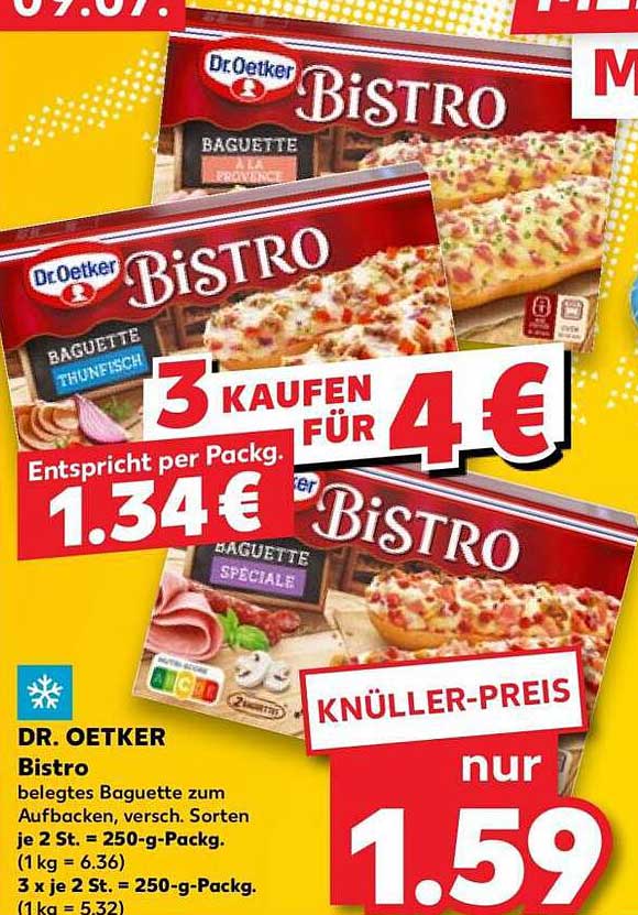 Dr. Oetker Bistro belegtes Baguette zum Aufbacken, versch. Sorten