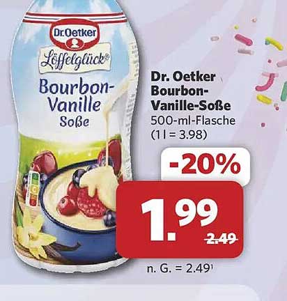 Dr. Oetker Bourbon-Vanille-Soße 500-ml-Flasche (1 l = 3.98)