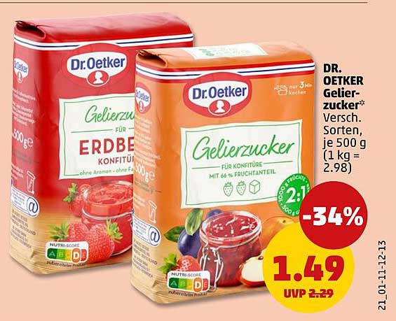 DR. OETKER Gelierzucker* Versch. Sorten, je 500 g (1 kg = 2.98)