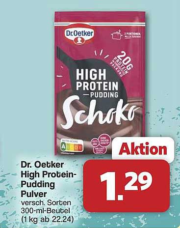 Dr. Oetker High Protein-Pudding Pulver versch. Sorten 300-ml-Beutel (1 kg ab 22.24)