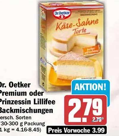 Dr. Oetker Premium oder Prinzessin Lillifee Backmischungen