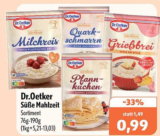 Dr Oetker Süße Mahlzeit Sortiment 76g-190g (1kg = 5,21-13,03)