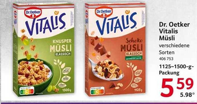Dr. Oetker Vitalis Müsli verschiedene Sorten