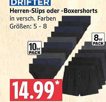 DRIFTER Herren-Slips oder -Boxershorts in versch. Farben Größen: 5 - 8