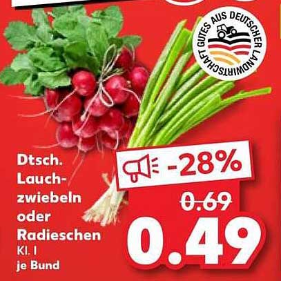 Dtsch. Lauchzwiebeln oder Radieschen Kl. I je Bund