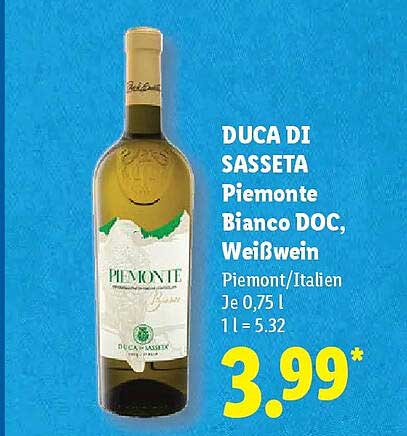 DUCA DI SASSETA Piemonte Bianco DOC, Weißwein